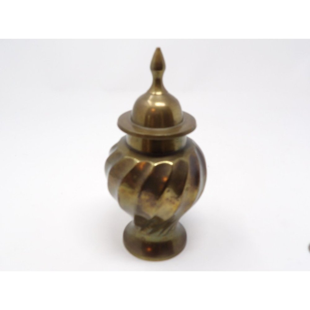 Vintage Brass Ginger Jar Twist Pattern 7 1/4" H  Made in India